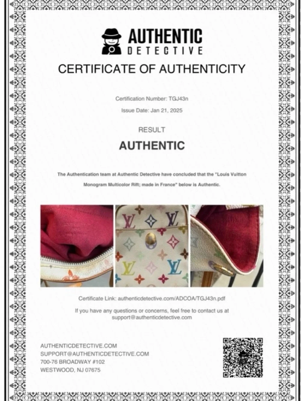Authentic Louis Vuitton Monogram Multicolore Rift Bag